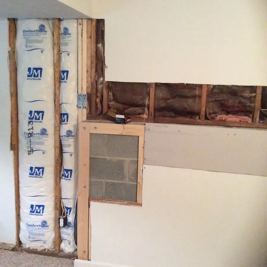 Wall insulation replacement during Basement Flood Cleanup in Forsyth
